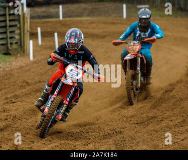 Mel Pocock sul suo ASA Regno KTM durante il MX1 Maxxis British Motocross campionato a Lyng, Norfolk, Regno Unito Foto Stock