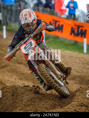 Mel Pocock sul suo ASA Regno KTM durante il MX1 Maxxis British Motocross campionato a Lyng, Norfolk, Regno Unito Foto Stock