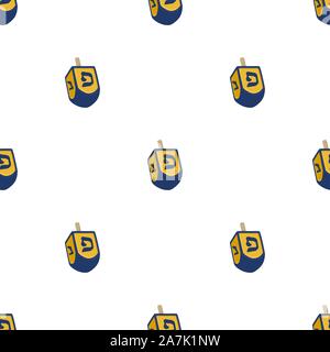 Illustrazione sul tema grande disegno colorato Hanukkah, insieme senza soluzione di continuità dreidel. Seamless disegno costituito da collezione dreidel, accessorio Hanukka vacanze Illustrazione Vettoriale