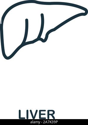 Icona di fegato outline stile. Linea sottile creative icona di fegato per logo, graphic design e molto di più Illustrazione Vettoriale
