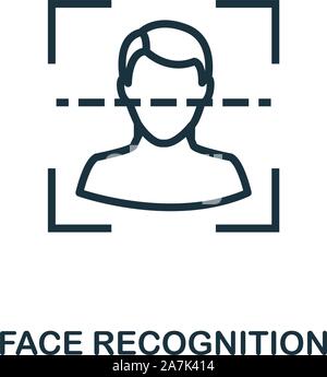 Il riconoscimento del volto icona di stile di contorno. Linea sottile creative Face Recognition icona per logo, graphic design e molto di più Illustrazione Vettoriale