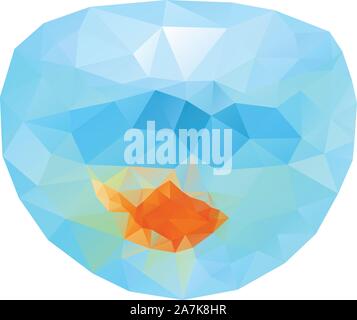 Abstract luminose poligonale pesce d'oro su sfondo bianco. Illustrazione Vettoriale