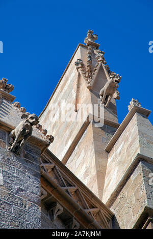 Mitiche creature di pietra sulla sommità della cattedrale La Seu, Palma, Palma de Mallorca, Maiorca, isole Baleari, Spagna Foto Stock