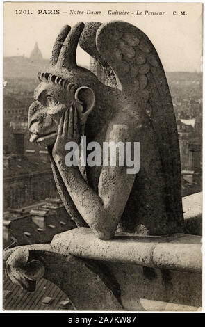 Unità organizzativa di gargouille sogno de la cattedrale di Notre Dame de Paris, construite entre 1163 et le 14eme siecle - Carte postale, raccolta de Foto Stock