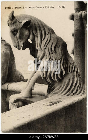 Unità organizzativa di gargouille sogno de la cattedrale di Notre Dame de Paris, construite entre 1163 et le 14eme siecle - Carte postale, raccolta de Foto Stock