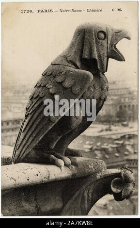 Unità organizzativa di gargouille sogno de la cattedrale di Notre Dame de Paris, construite entre 1163 et le 14eme siecle - Carte postale, raccolta de Foto Stock