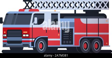 Fire rescue red Carrello macchina antincendio servizio di emergenza auto estinguente concetto fuoco piatto sfondo bianco per tutta la lunghezza orizzontale illustrazione vettoriale Illustrazione Vettoriale