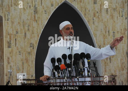 9 luglio 2011. La striscia di Gaza,Palestina. Ismail Haniyeh, Primo Ministro dell'Autorità Nazionale Palestinese. Foto Stock