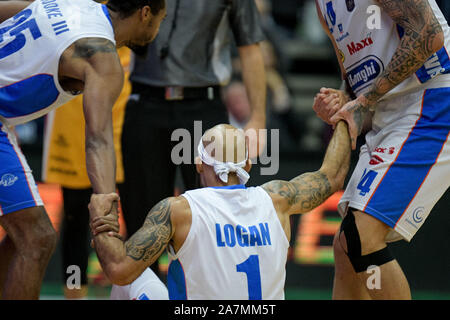 Treviso, Italia, 03 Nov 2019, David logan (Treviso) durante De Longhi Treviso Basket vs il Prosciutto di Carpegna Basket Pesaro - basket italiana una serie campionato - Credito: LPS/Ettore Grifoni/Alamy Live News Foto Stock