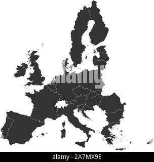 Tutti Unione europea contee mappa con i confini illustrazione vettoriale. Grigio scuro. Illustrazione Vettoriale