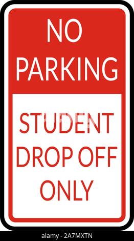 Parcheggio non studente drop off solo illustrazione vettoriale. Rosso e bianco. Gli sfondi sfondo, adesivo, poster ecc. Illustrazione Vettoriale