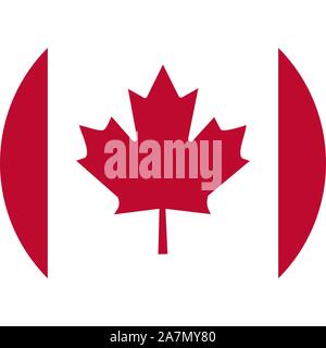 Canada bandiera round icona illustrazione vettoriale. Paese nordamericano. Illustrazione Vettoriale