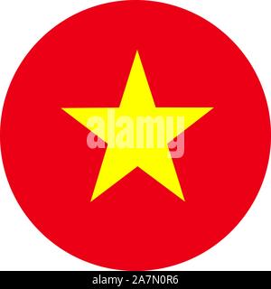 Il Vietnam bandiera round illustrazione vettoriale. Paese asiatico. Perfetto per gli adesivi, lucida, stampa, icone, simboli e segni. Illustrazione Vettoriale