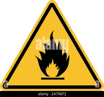 I materiali infiammabili cartello segnaletico illustrazione vettoriale. Simboli di pericolo. Illustrazione Vettoriale