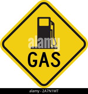 Stazione di gas segno illustrazione vettoriale. Simboli di avvertenza. Diamante giallo bordo. Perfetto per il riempimento di gas, benzina, benzina, ecc. Illustrazione Vettoriale