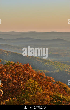 La mattina presto in Virginia e il Parco Nazionale di Shenandoah Foto Stock