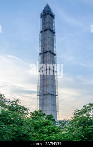 L'iconico monumento di Washington, uno dei principali luoghi di interesse di Washington DC, Stati Uniti d'America Foto Stock