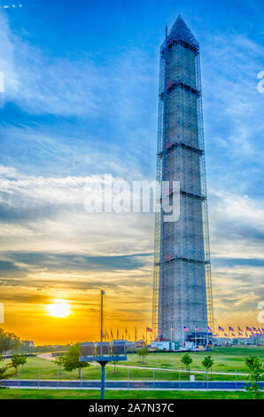 L'iconico monumento di Washington, uno dei principali luoghi di interesse di Washington DC, Stati Uniti d'America Foto Stock