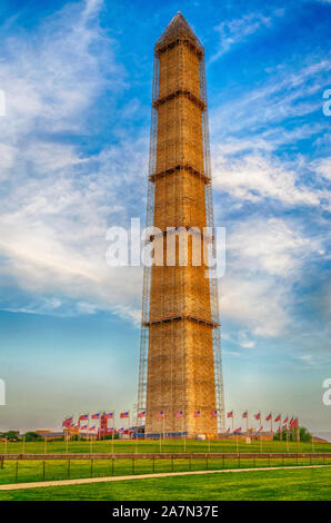 L'iconico monumento di Washington, uno dei principali luoghi di interesse di Washington DC, Stati Uniti d'America Foto Stock
