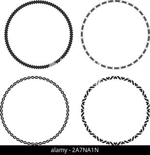 Set di quattro nero tondo di telai per il tuo design Illustrazione Vettoriale