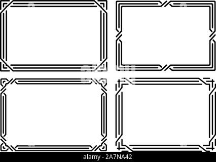 Set di quattro calligrafia decorativi telai monolinea. Illustrazione Vettoriale