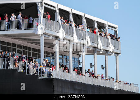 Austin, Texas, Stati Uniti d'America. 3 Novembre, 2019. COTA ventole in azione durante il periodo della Formula 1 Emirati Arabi Uniti Grand Prix gara tenutasi sul circuito delle Americhe racetrack in Austin, Texas. Credito: Dan Wozniak/ZUMA filo/Alamy Live News Foto Stock