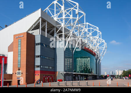 Ingresso principale al Manchester United Old Trafford Football Ground, Sir Matt Busby Way, Stretford, Trafford, Greater Manchester, Inghilterra, Regno Unito Foto Stock