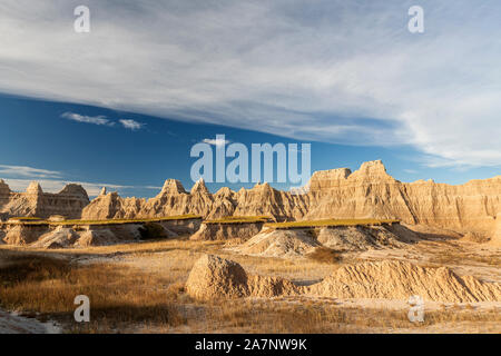 Buttes e mesas, Parco nazionale Badlands, South Dakota, autunno da Dominique Braud/Dembinsky Foto Assoc Foto Stock