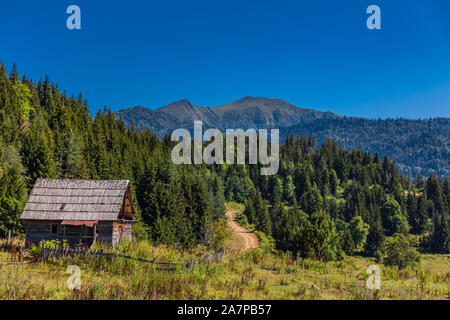 Dabadzveli paesaggio di montagna vicino a Borjomi landmark di Samtskhe Javakheti regione della Georgia orientale Foto Stock