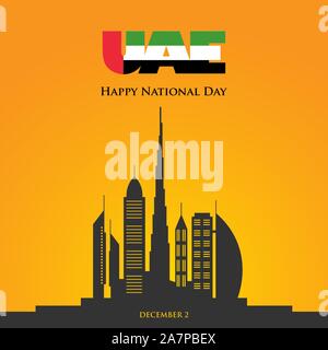 Felice Giornata Nazionale negli EMIRATI ARABI UNITI. Emirati Arabi Uniti giornata nazionale greeting card design. Illustrazione Vettoriale