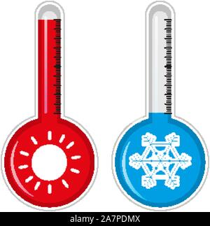 Due termometri per acqua calda e fredda illustrazione meteo Illustrazione Vettoriale