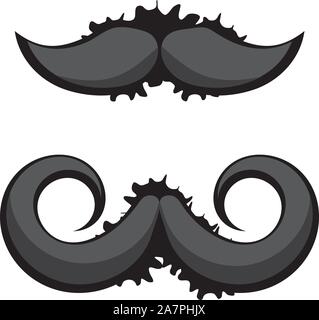 Nero con mustaches grunge schizza su sfondo bianco. Illustrazione Vettoriale