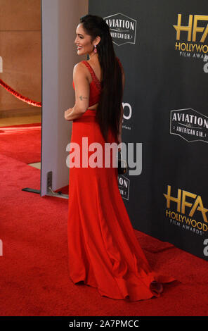 Beverly Hills, Stati Uniti. 03 Nov, 2019. L'attrice Q'orianka Kilcher arriva per il XXIII Incontro annuale Hollywood Film Awards di Beverly Hills, la California di Domenica, 3 novembre 2019. Foto di Jim Ruymen/UPI Credito: UPI/Alamy Live News Foto Stock