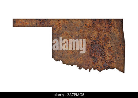Mappa di Oklahoma sul metallo arrugginito Foto Stock