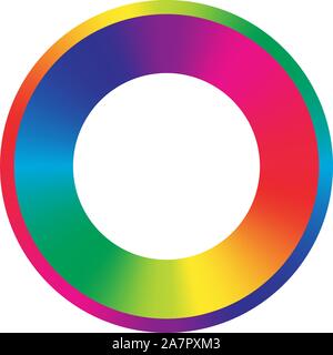 Colori arcobaleno cornice rotonda. spettro completo della ruota dei colori. elemento vettore per il logo o design icona Illustrazione Vettoriale