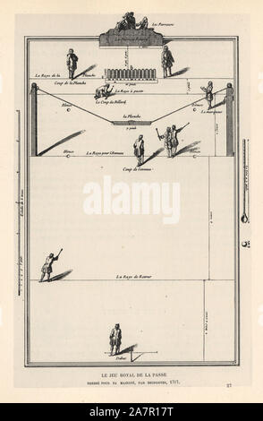 Gli uomini a giocare il gioco reale di croquet o Pall Mall, le jeu royal de la passe, progettato per Luigi XV nel 1717. Litografia dal Henry Rene Allemagne di sport e giochi di abilità (Sport et Jeux d'Adresse), Librairie Hachette, Parigi, 1903. Foto Stock