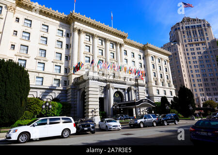 Il Fairmont Hotel da Nob Hill, 950 Mason St, San Francisco, California, Stati Uniti d'America Foto Stock