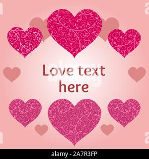 Il giorno di San Valentino biglietto di auguri design - forme di cuore e amore concetto. Illustrazione Vettoriale