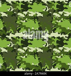 Esercito verde camo sfondo vettoriale - seamless moda militare pattern. Illustrazione Vettoriale