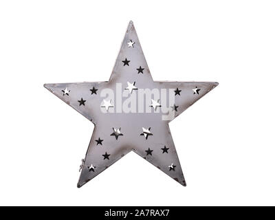 Silver star albero di Natale su sfondo bianco Foto Stock