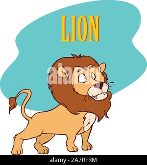 Divertente simpatico cartoon lion. stock illustrazione Illustrazione Vettoriale