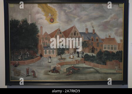 La pittura dell'Ospedale di San Giovanni, o Sint Jans Hospitaal, a Bruges, Belgio (XVIII secolo) Foto Stock