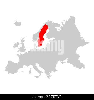 La Svezia sulla mappa di Europa Illustrazione Vettoriale