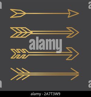 Golden bow frecce icona- illustrazione vettoriale Illustrazione Vettoriale
