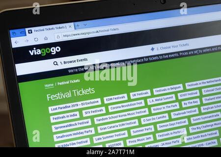 Viagogo sito web su un computer portatile Foto Stock