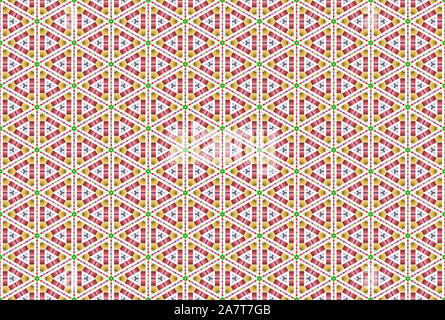 Seamless disegno geometrico. In rosso, marrone, rosa, verde, viola, grigio, giallo e bianco colori. Foto Stock