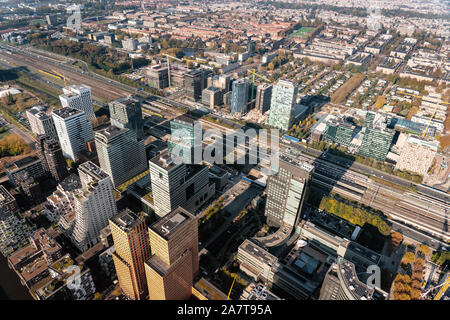 Antenna della Zuidas quartiere degli affari di Amsterdam Foto Stock