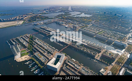 Vista aerea di Amsterdam Borneo - Isola e Zeeburg Foto Stock