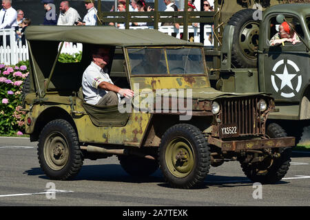 Jeep Willys, D-Day commemorazione, settantacinquesimo anniversario dello sbarco in Normandia, seconda guerra mondiale, veicoli militari, Goodwood 2019, Settembre 201 Foto Stock