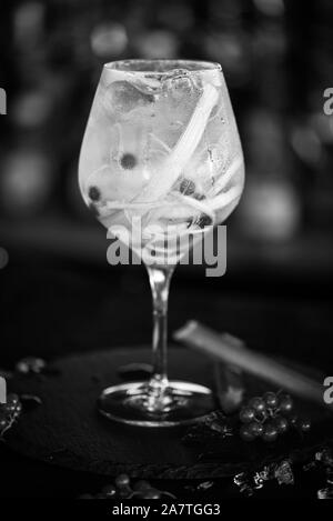 gin tonico con rabarbaro fresco Foto Stock